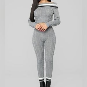 NWT Fashion Nova Someone Like You Heather Gray Sweater pant set sz small